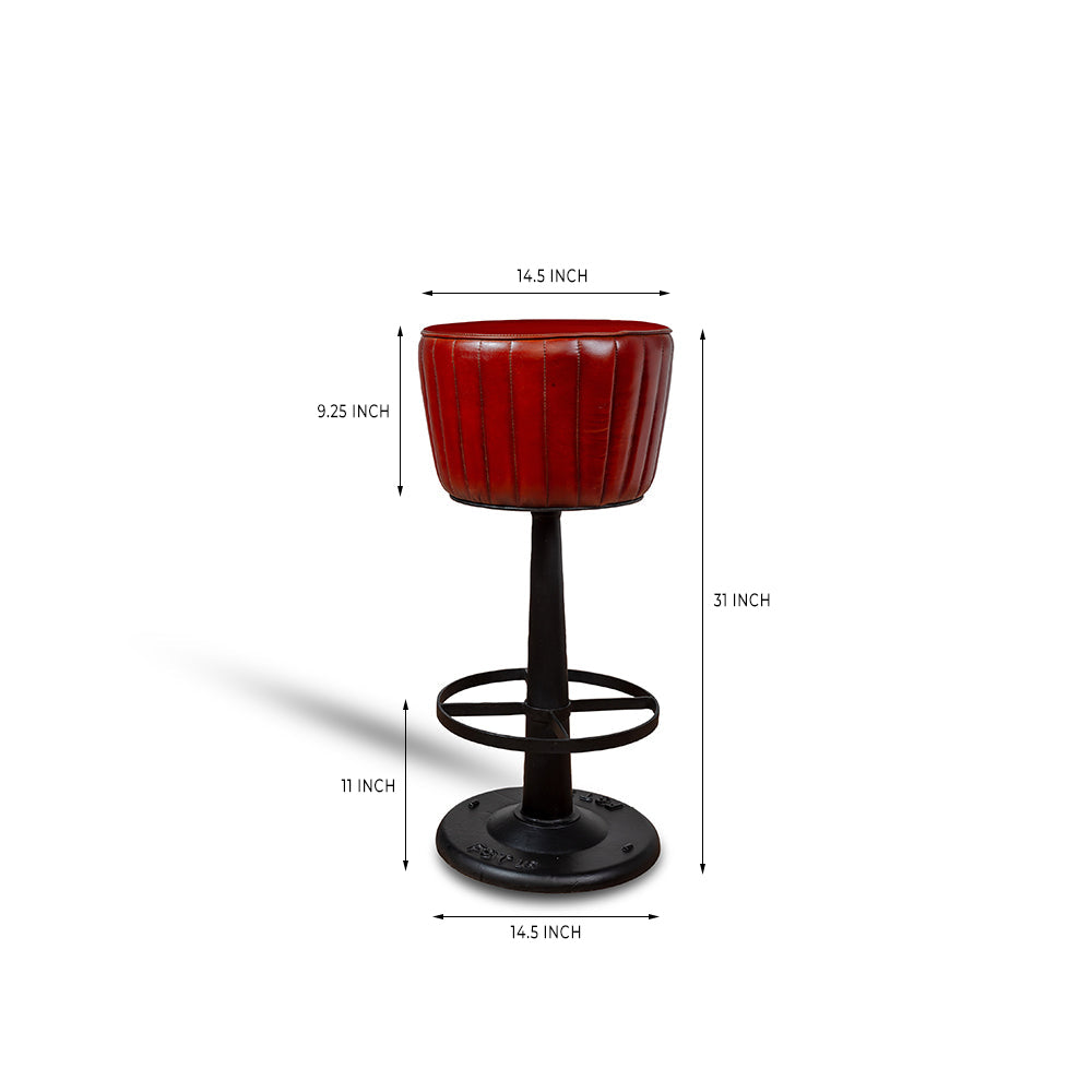 Aurelia Leather Bar Stool with Iron