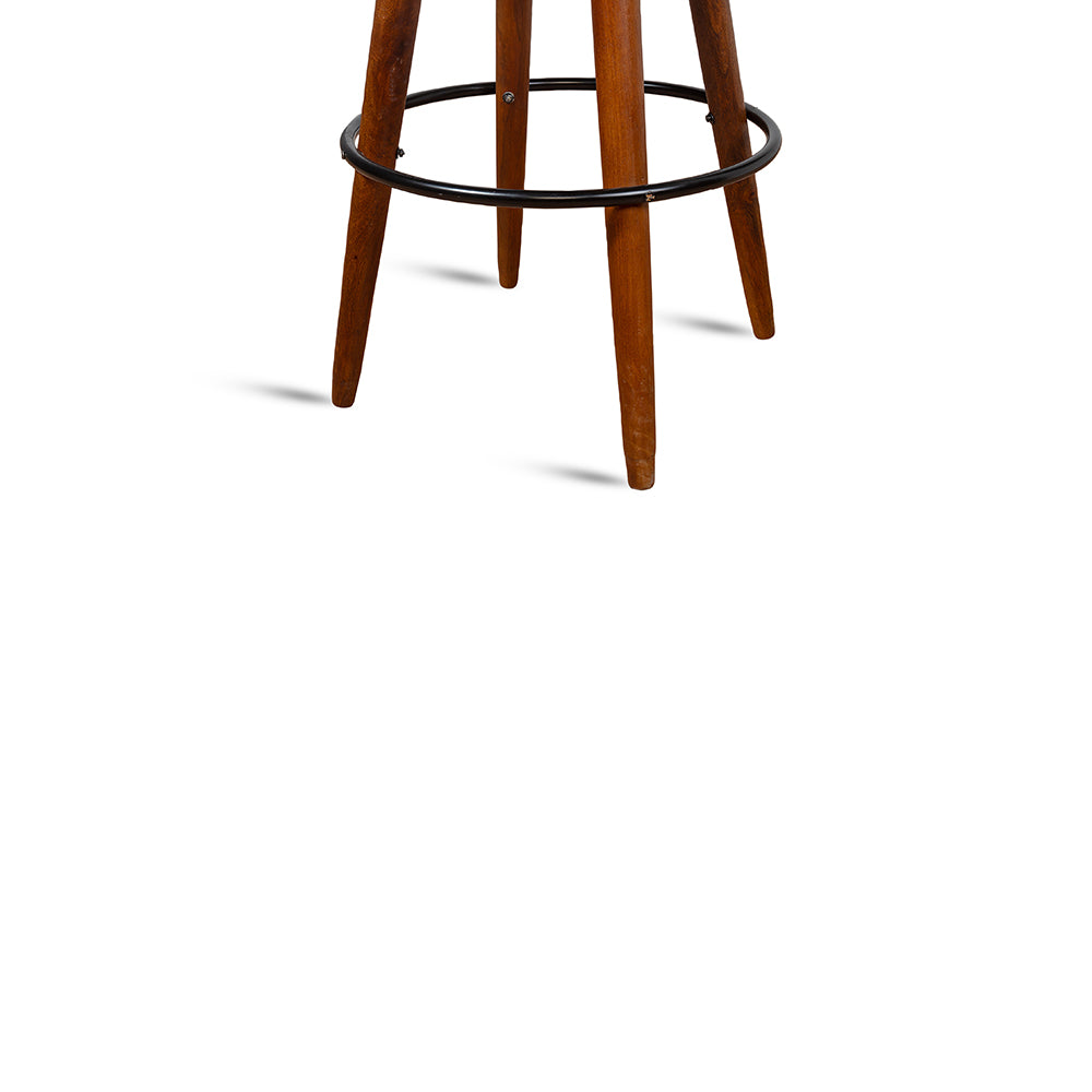 Wooden Havana Leather Bar Stool with Iron