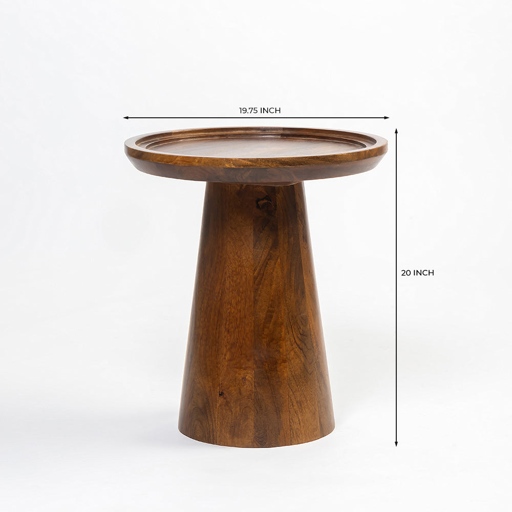 Brown Mango Wood Round Coffee Table - Small
