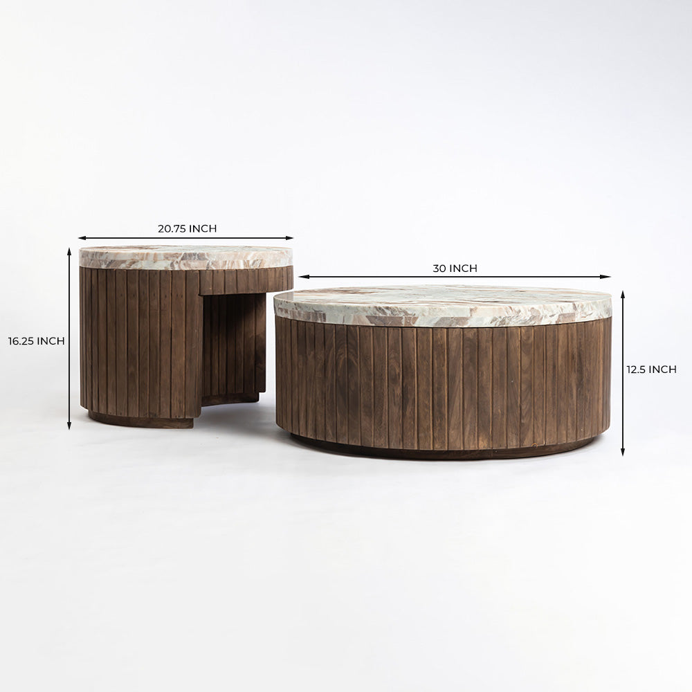 Wooden Sevyn Coffee Table with Marble