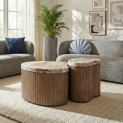 Wooden Norweg Coffee Table with Marble