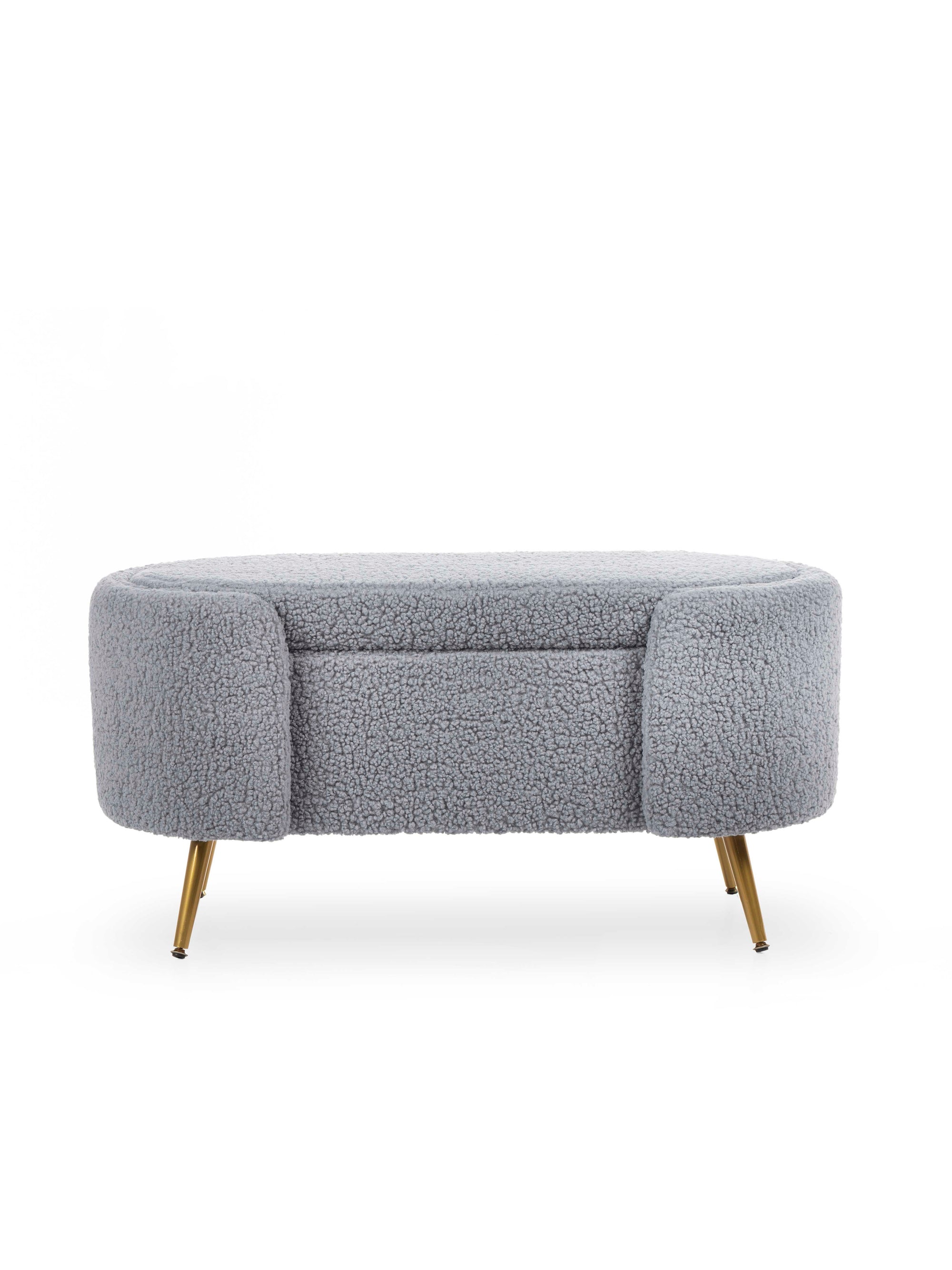 Alabaster Polyester Storage Bench With Steel Legs