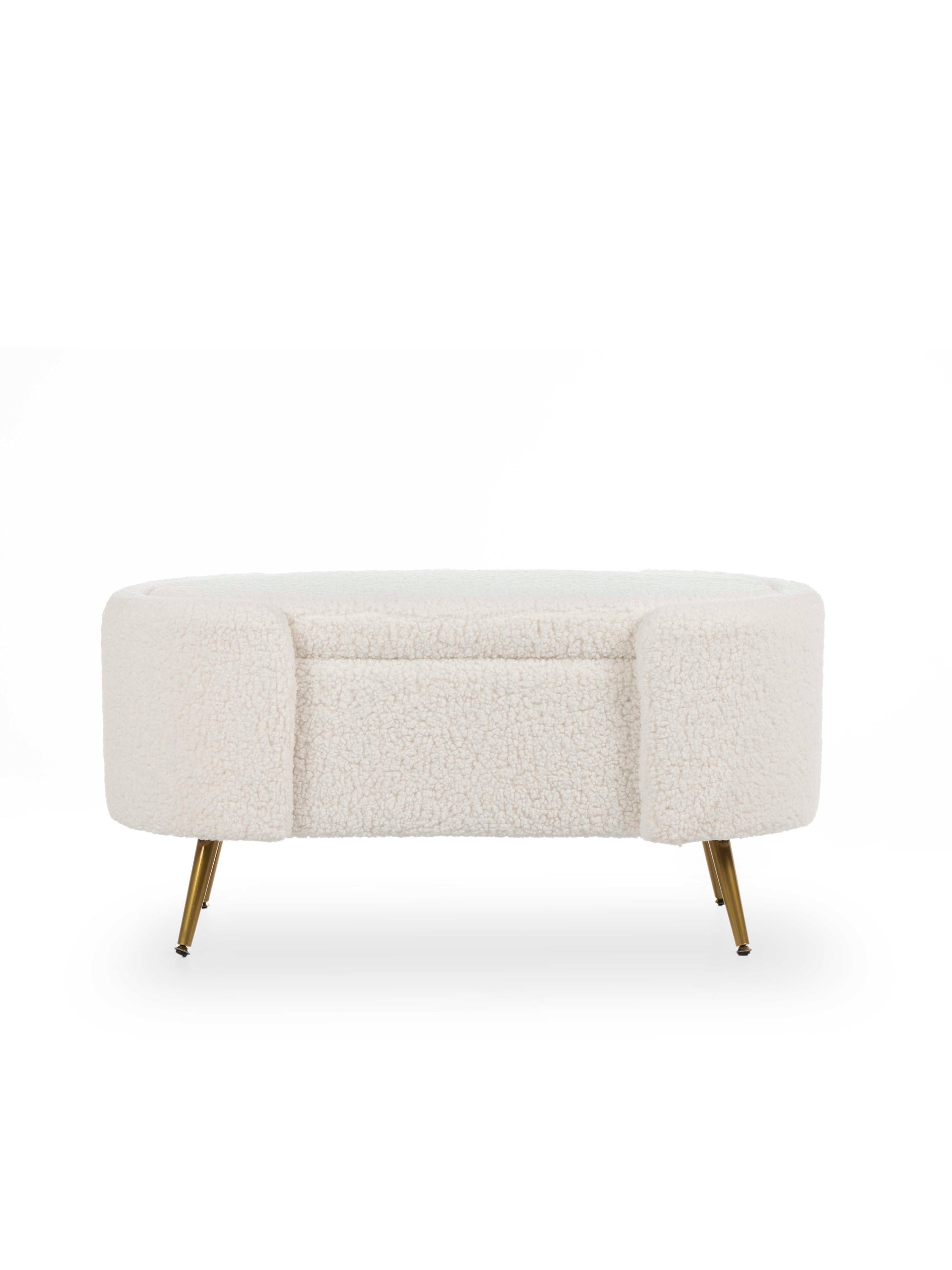 Alabaster Polyester Storage Bench With Steel Legs