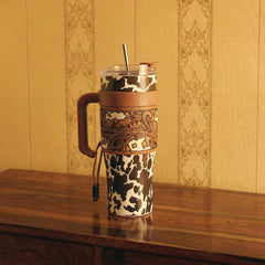 Wide Wyoming Tumbler In Brown and White