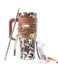 Wide Wyoming Tumbler In Brown And White with Tooling