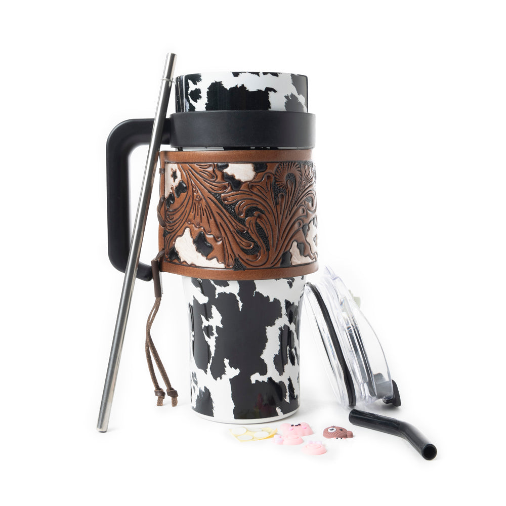 Wide Wyoming Tumbler In Black and White - With Tooling