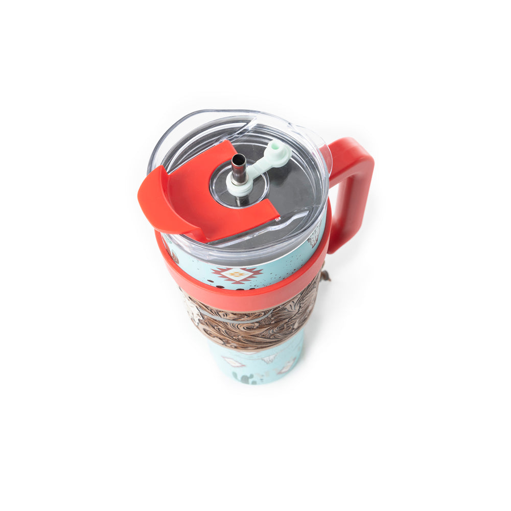 Wide Wyoming Tumbler In Sea Blue with Tooling