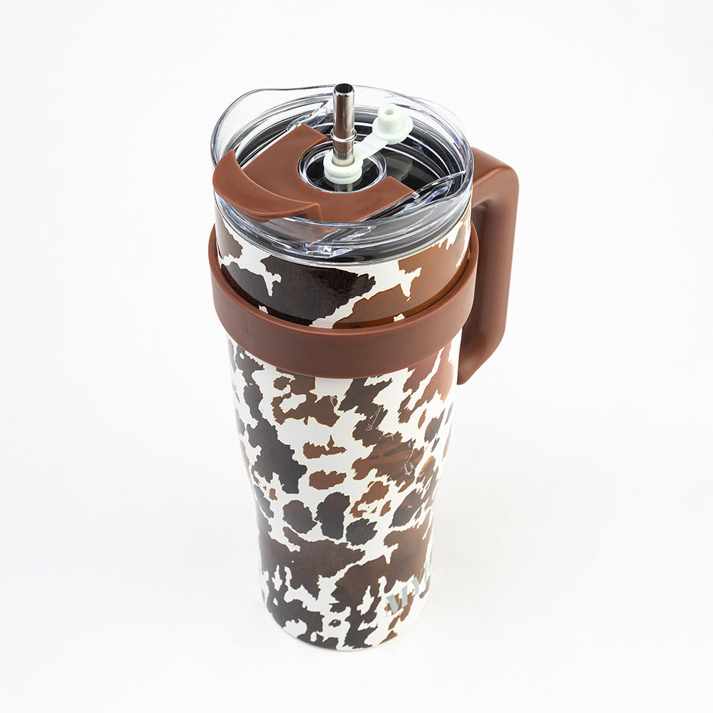 Wide Wyoming Tumbler In Brown and White