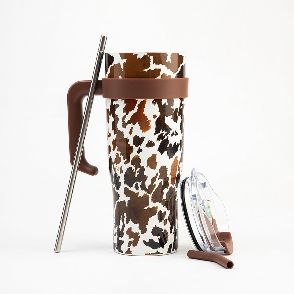 Wide Wyoming Tumbler In Brown and White
