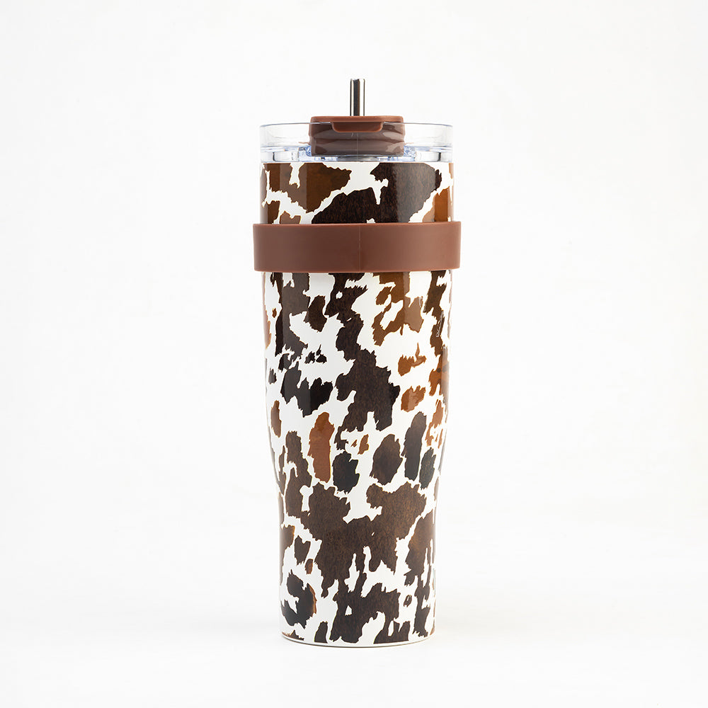 Wide Wyoming Tumbler In Brown and White