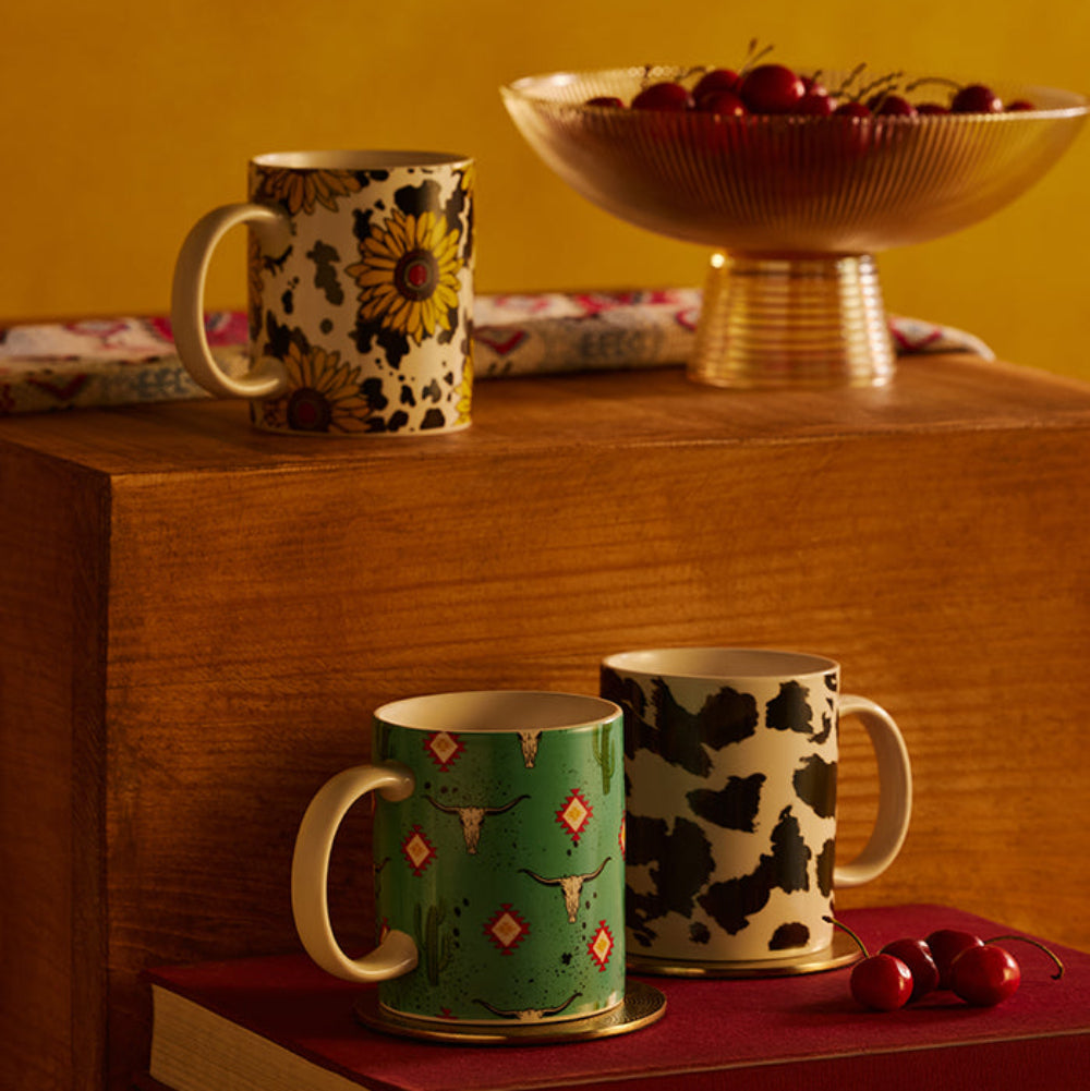 Sippin’ In The South Ceramic Mug In Black Leopard Print