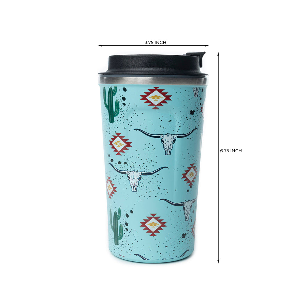 Western Trail Brew Stainless Steel Mug In Cactus Geometry