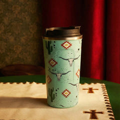 Western Trail Brew Stainless Steel Mug In Cactus Geometry