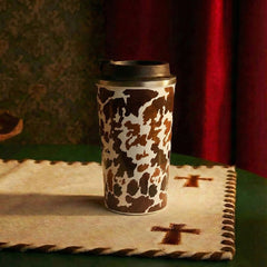 Western Trail Brew Stainless Steel Mug In Brown Leapard Print