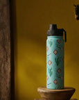Moo & Bloom Stainless Steel Water Bottle In Cactus Geometry