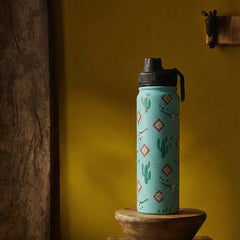 Moo & Bloom Stainless Steel Water Bottle In Cactus Geometry