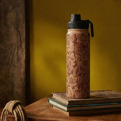Moo & Bloom Stainless Steel Water Bottle In Brown Baroque