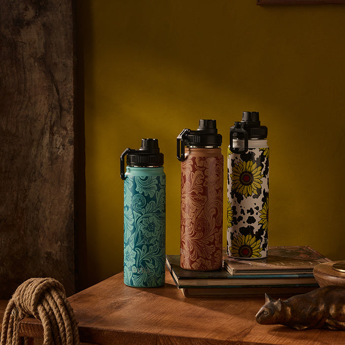 Moo & Bloom Stainless Steel Water Bottle In Sunflower Yellow