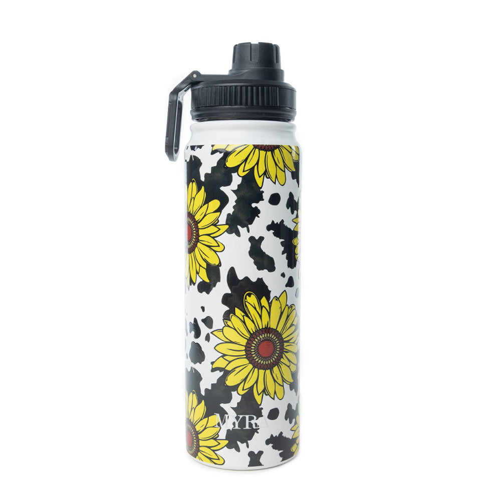 Moo & Bloom Stainless Steel Water Bottle In Sunflower Yellow