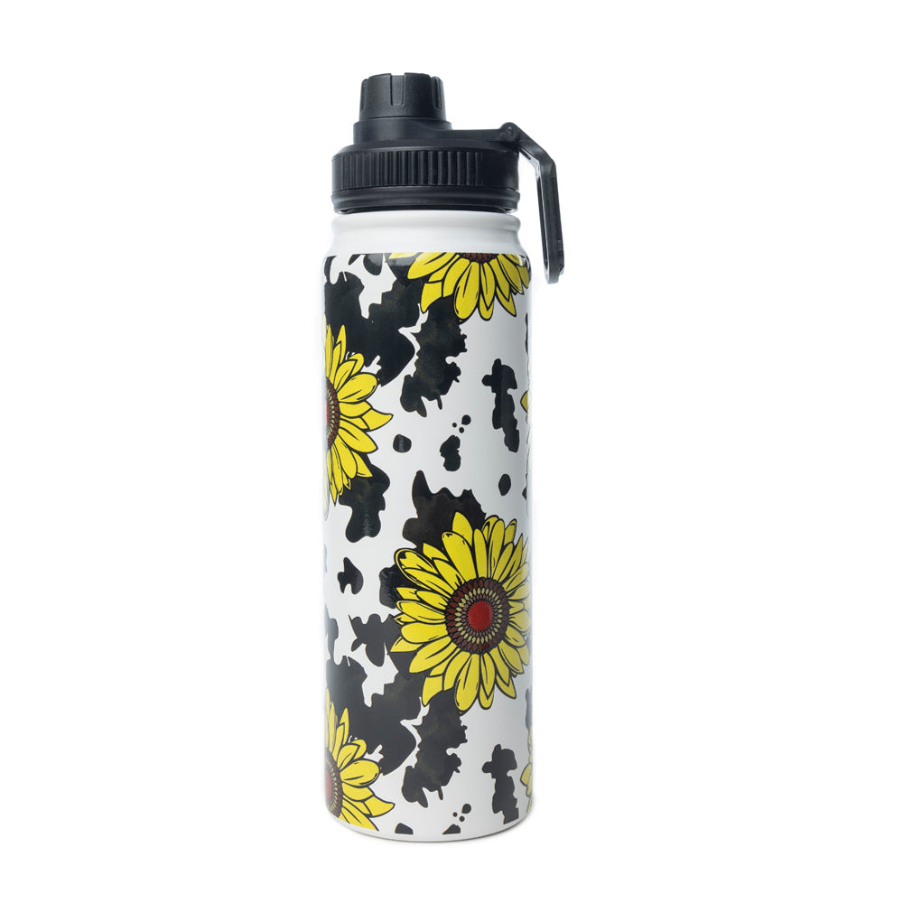 Moo & Bloom Stainless Steel Water Bottle In Sunflower Yellow