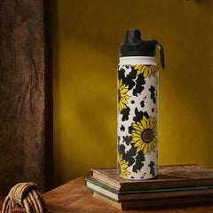 Moo & Bloom Stainless Steel Water Bottle In Sunflower Yellow
