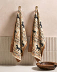 Stallion Spirit Knitted Cotton Kitchen Towel '' Set Of 2 '' In Sunset Gold