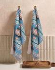 Mesa Mirage Knitted Cotton Kitchen Towel '' Set Of 2 '' In Aztec Blue