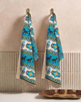 Dreamcatcher Knitted Cotton Kitchen Towel '' Set Of 2 '' In Prairie Blue