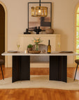 Omar Marbel 8 Seater Dining Table with Iron - Black