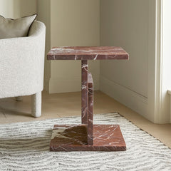 Shad Red Marble Accent Table
