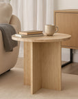 Lumi Travertine Marble Accent Table