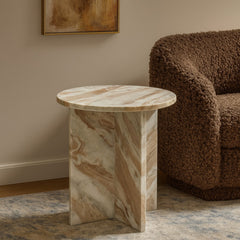 Roscoe Butterscotch Marble Accent Table