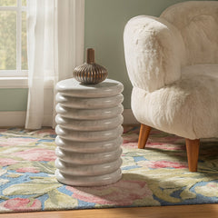 Albeit White Purple Marble Accent Table