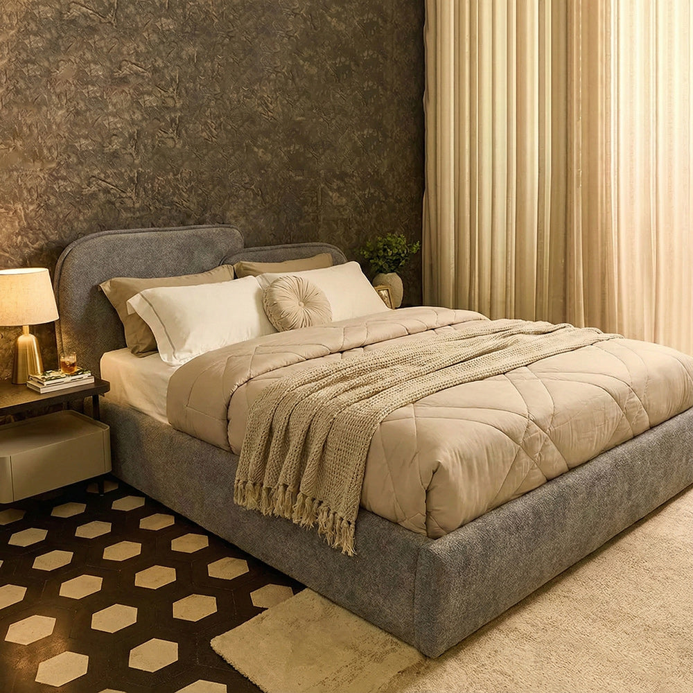 what is an upholstered bed with padded fabric frame