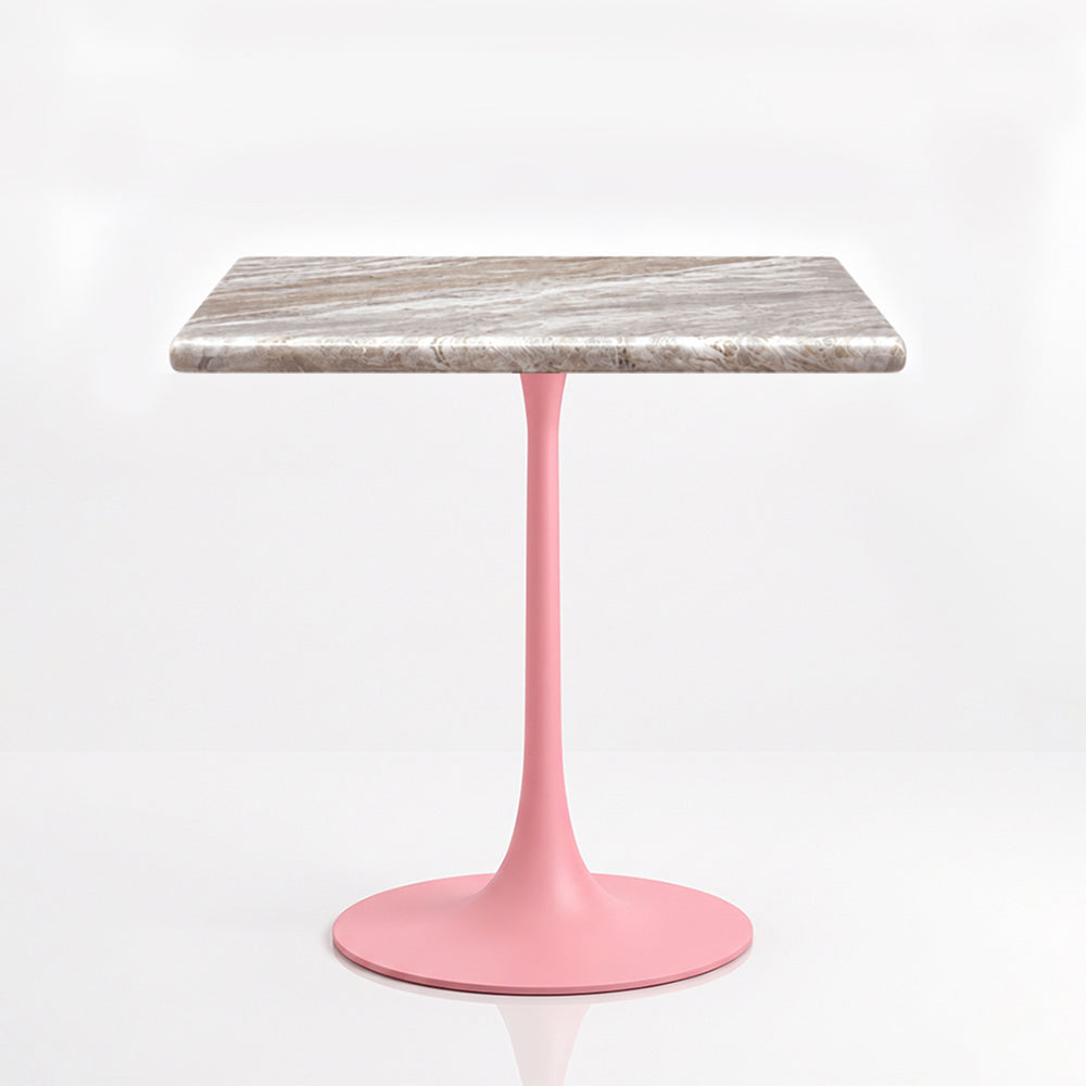 Theron Sawar Marble Restaurant, Cafe &amp; Bistro Table with Metal Legs - Large