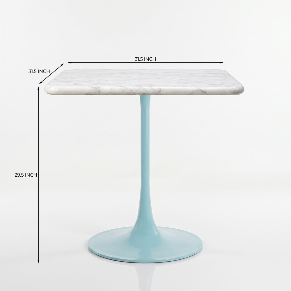 Hadrian White Banswara Marble Restaurant, Cafe &amp; Bistro Table with Metal Legs - Large