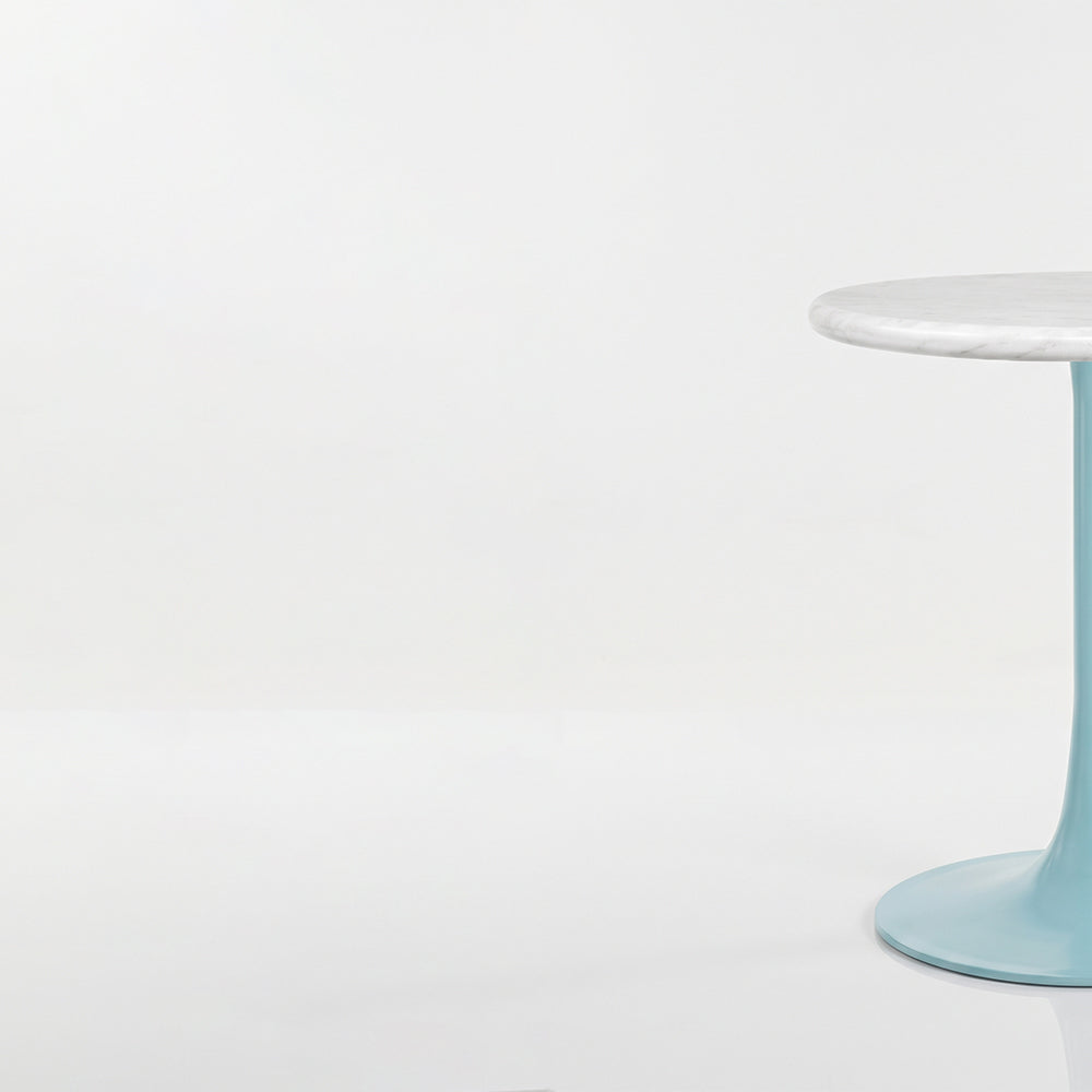 Idris White Banswara Marble Restaurant, Cafe & Bistro Table with Metal Legs - Small