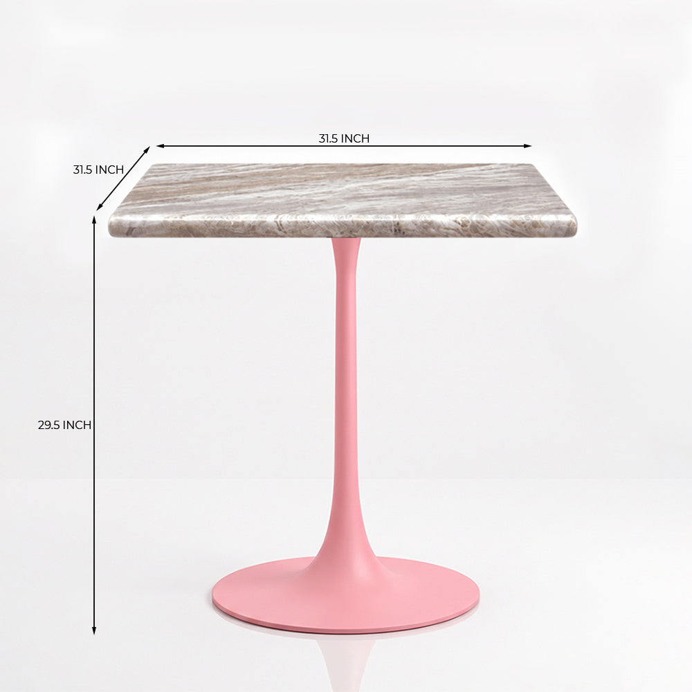 Theron Sawar Marble Restaurant, Cafe &amp; Bistro Table with Metal Legs - Large