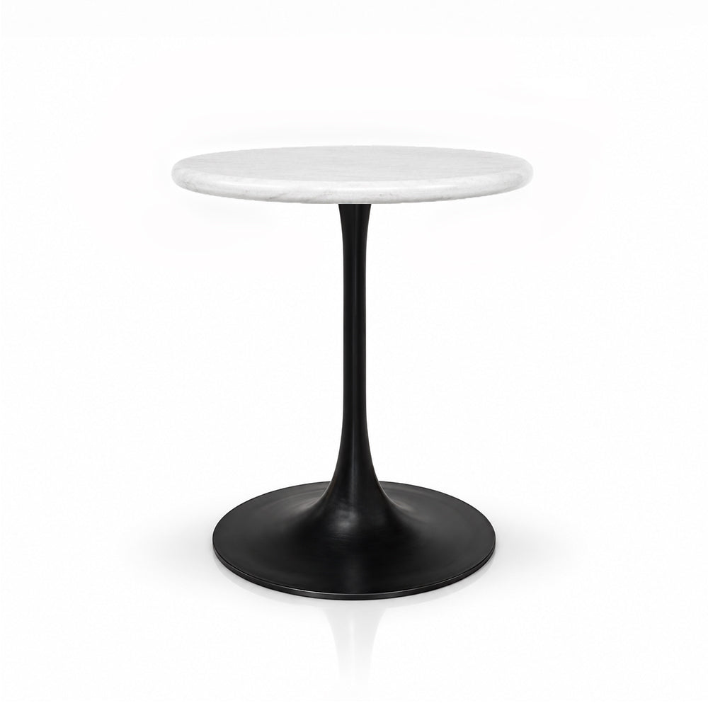 Thessaly White Banswara Marble Restaurant, Cafe &amp; Bistro Table with Metal Legs - Small