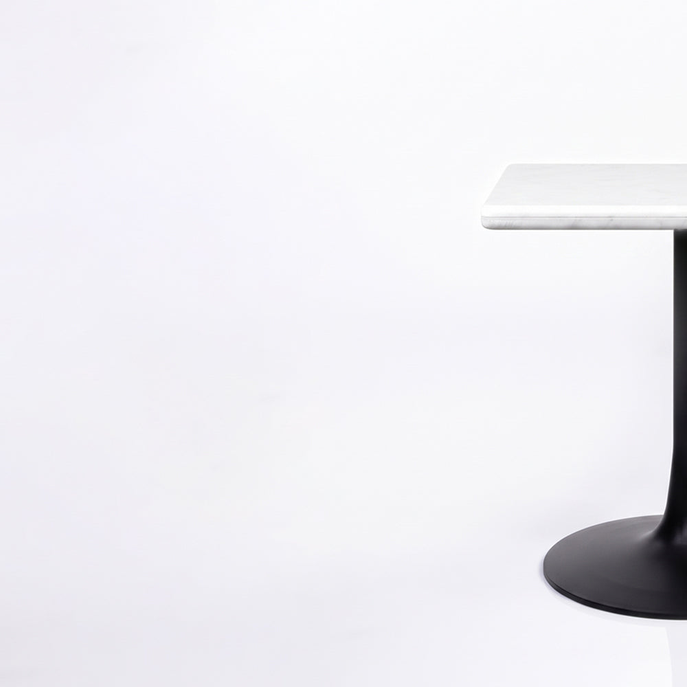 Calista White Banswara Marble Restaurant, Cafe & Bistro Table with Metal Legs - Small
