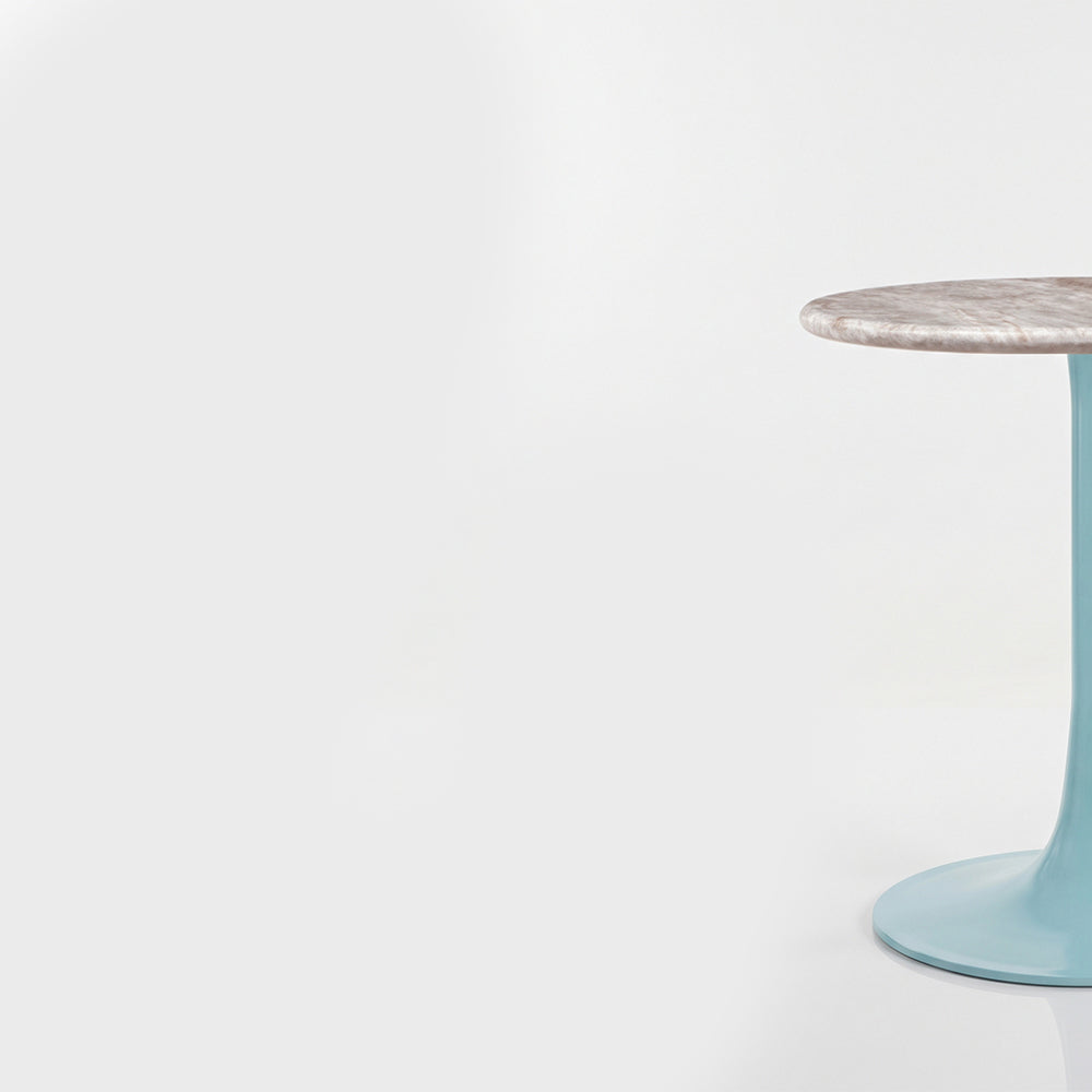 Lorcan White Banswara Marble Restaurant, Cafe & Bistro Table with Metal Legs - Small
