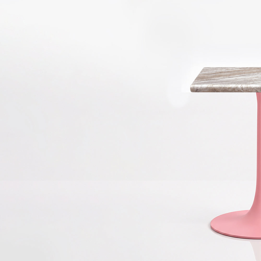 Theron Sawar Marble Restaurant, Cafe & Bistro Table with Metal Legs - Small