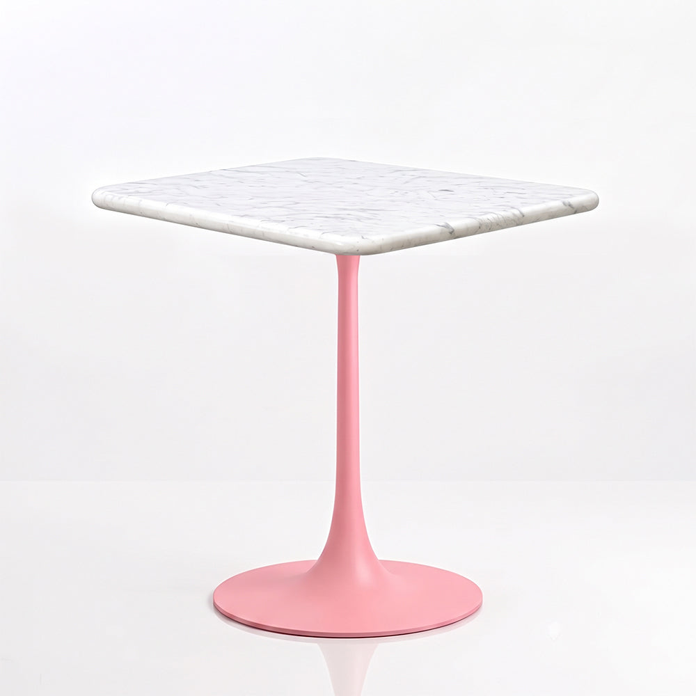 Isolde White Banswara Marble Restaurant, Cafe & Bistro Table with Metal Legs - Small