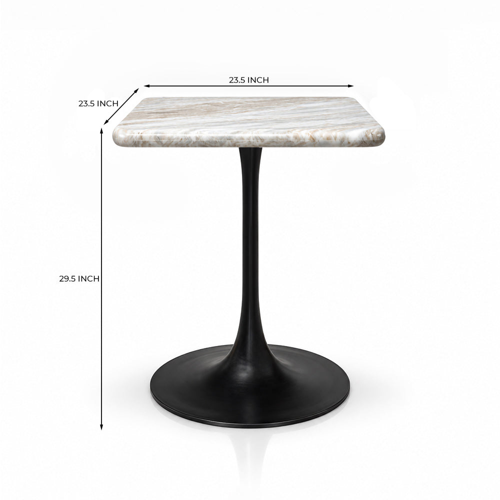 Dorian Sawar Marble Restaurant, Cafe & Bistro Table with Metal Legs - Small
