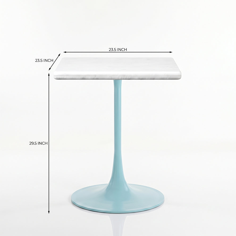 Florian White Banswara Marble Restaurant, Cafe &amp; Bistro Table with Metal Legs - Small