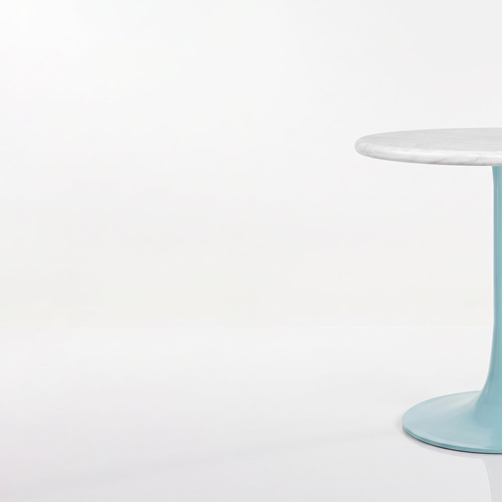 Idris White Banswara Marble Restaurant, Cafe &amp; Bistro Table with Metal Legs - Medium