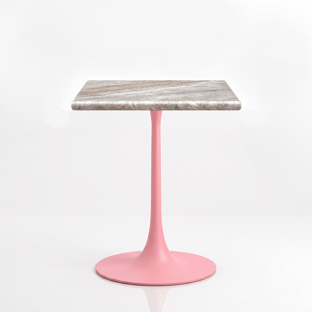 Theron Sawar Marble Restaurant, Cafe &amp; Bistro Table with Metal Legs - Small