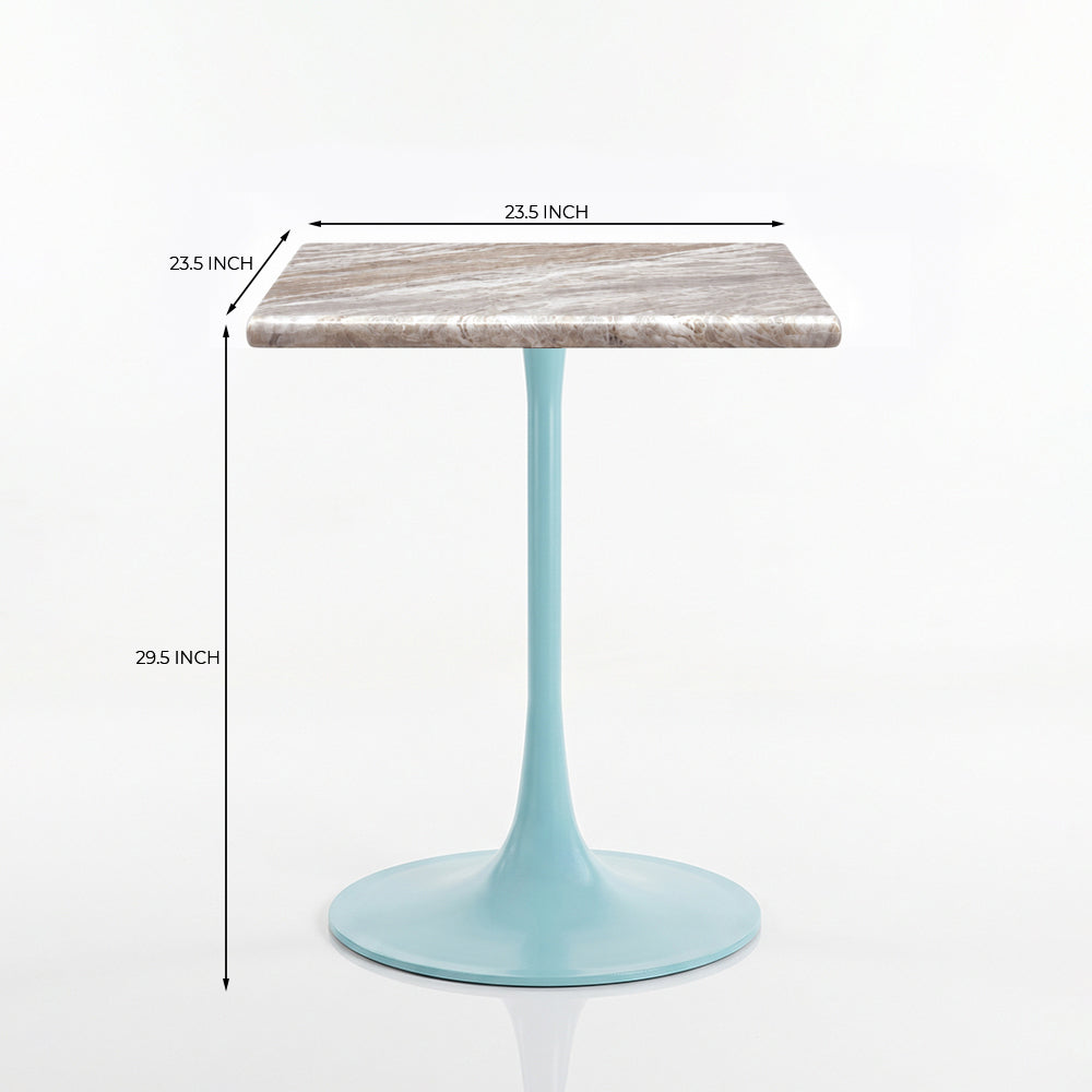 Jasper White Banswara Marble Restaurant, Cafe & Bistro Table with Metal Legs - Small
