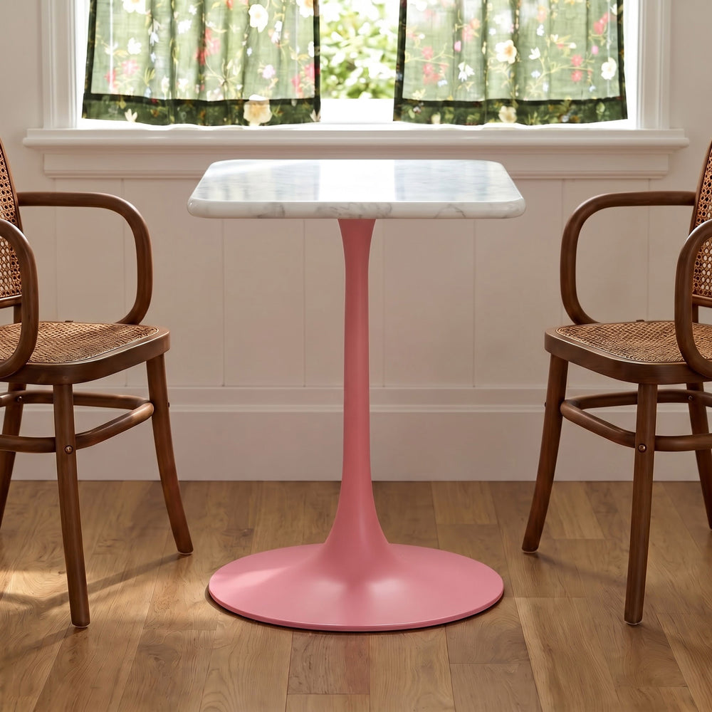 Isolde White Banswara Marble Restaurant, Cafe & Bistro Table with Metal Legs - Small
