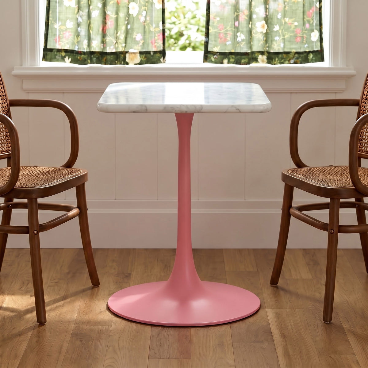 Isolde White Banswara Marble Restaurant, Cafe & Bistro Table with Metal Legs - Small